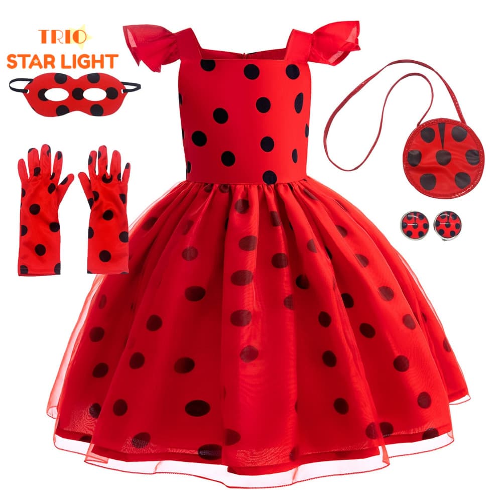 Fantasias De Cosplay De Meninas " Miraculosa " , Vestidos Infantis De Bolinhas Vermelhas , Festa De Aniversário/De Desen