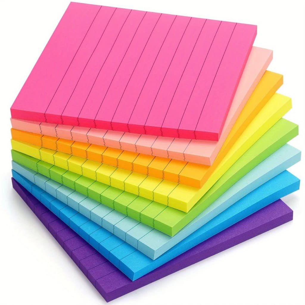Bloco De Notas Adesivo Colorido Escolar Autocolante 76x76