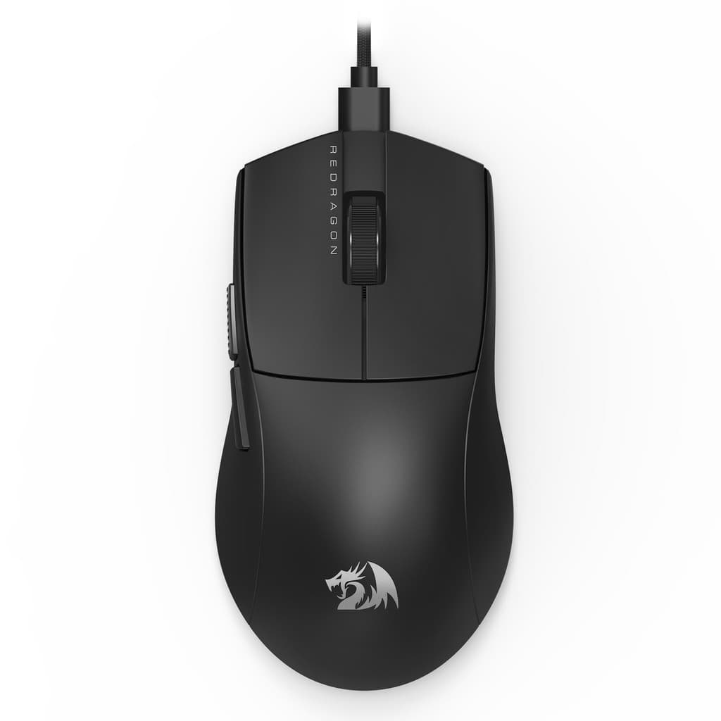 MOUSE GAMER PRETO REDRAGON KING 1K COM FIO REMOVÍVEL USB E 12.400 DE DPI