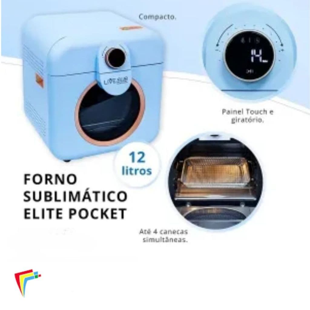 Prensa Forno Mini 3d Elite Pocket Sublimação 12lts Livesub  220v