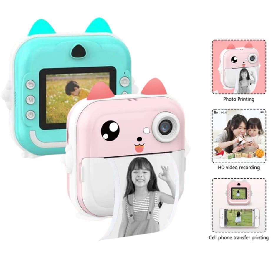 Câmera De Impressão Instantânea Para Crianças Vídeo Fotografia Digital Fotográfica Toy Mini Impressora Térmica Boy Girls
