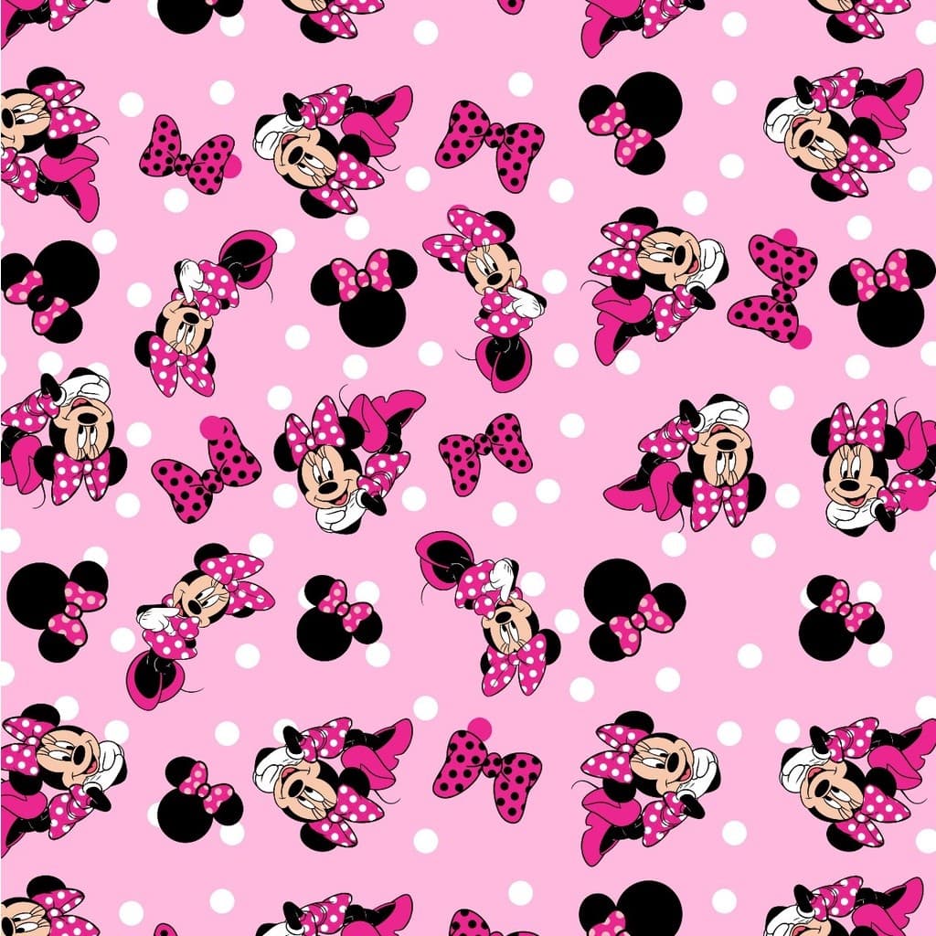 Tecido TRICOLINE MISTA Estampa Digital - Minnie bolinha branca