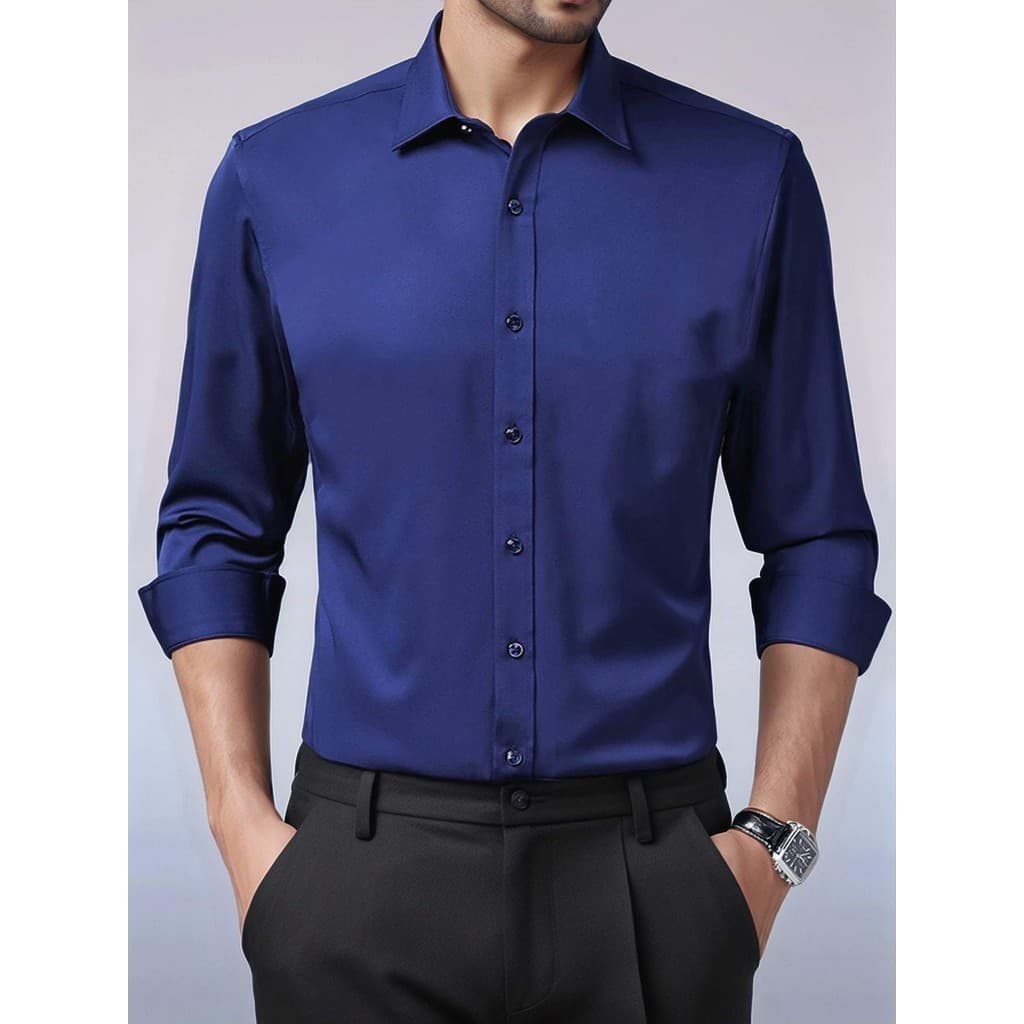 Camisa masculina casual de negócios de manga longa de alta qualidade, feito de 100%microfibras ultra finas. Slim Fit.