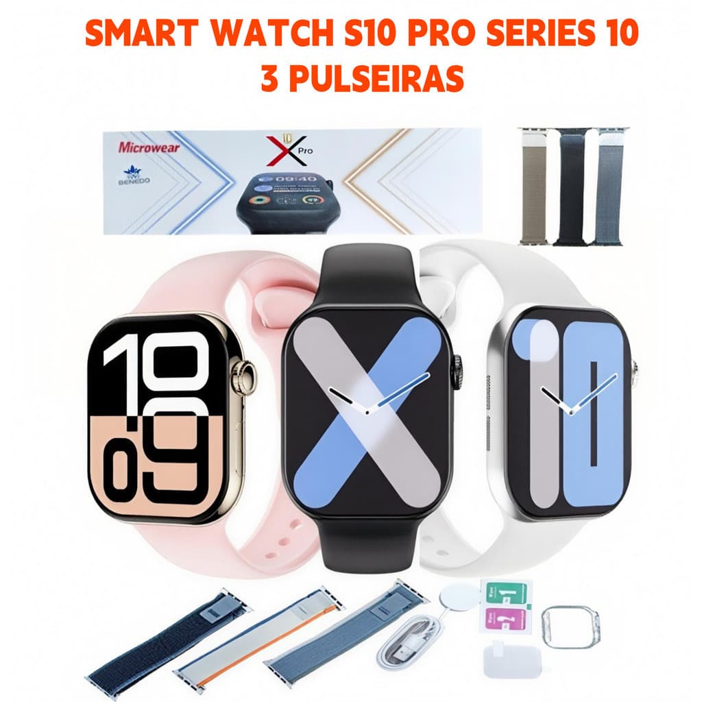 Smartwatch S10 Pro Series 10 2025 46mm 3 pulseira capa pelicula Inteligente Original Microwear