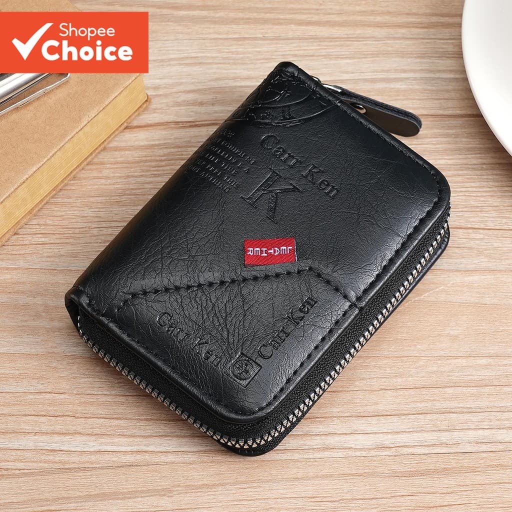 Porta-Cartões Masculino Vintage Com Zíper – Carteira Elegante Vários Bolso Para Moedas , Presente Ideal Ele