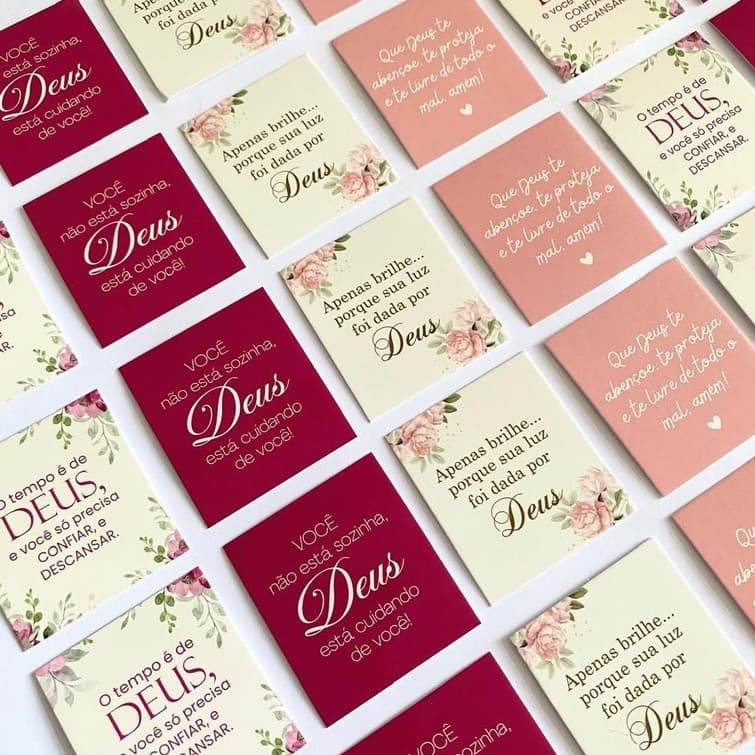 Kit Mini Cartões florais com versiculos biblicos mimo para cliente tamanho 4x5cm Pronta entrega