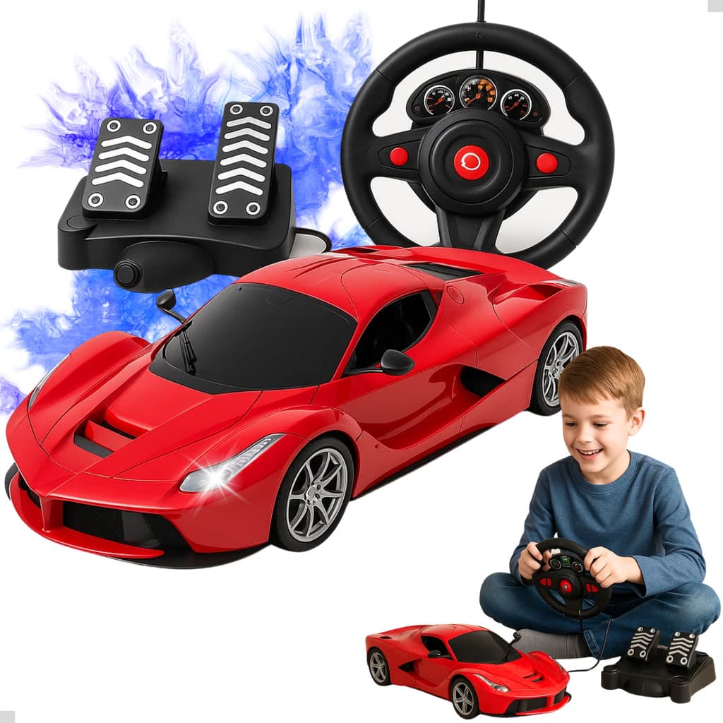 Carrinho De Controle Remoto Arro Hot  Volante Sensor de Movimento Pedais Acelerador