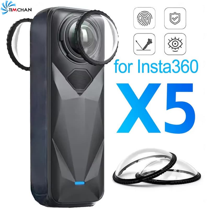 Protetor De Lente De PC Premium Para Insta360 X5-Tampa Protetora-Acessórios Removíveis-Anti-Riscos , Antiembaçante-Capa 