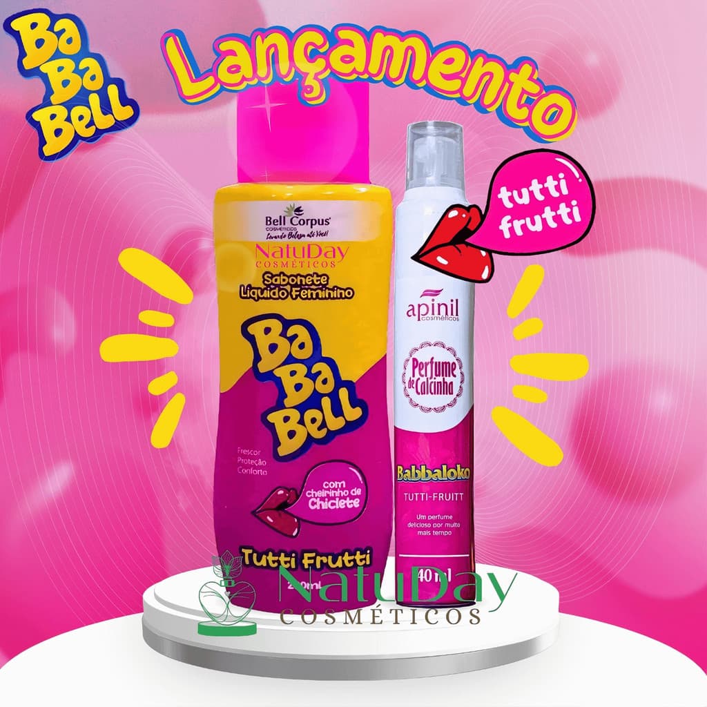 Kit Íntimo Bababell Sabonete Líquido + Perfume de Calcinha Tutti Frutti Babbaloko