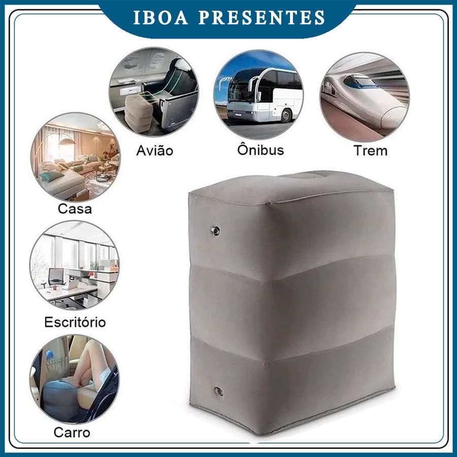 Apoio Inflável Pés Avião Viagem Almofada Criança Travesseira Casa Viajem
