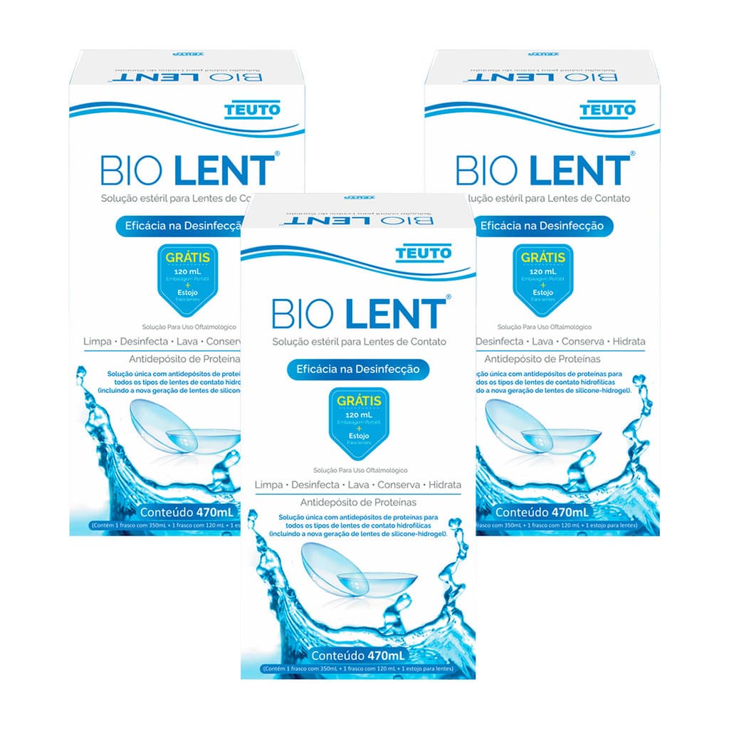 Kit 3 und Bio Lent Solução Lente de Contato 350ml + 120ml