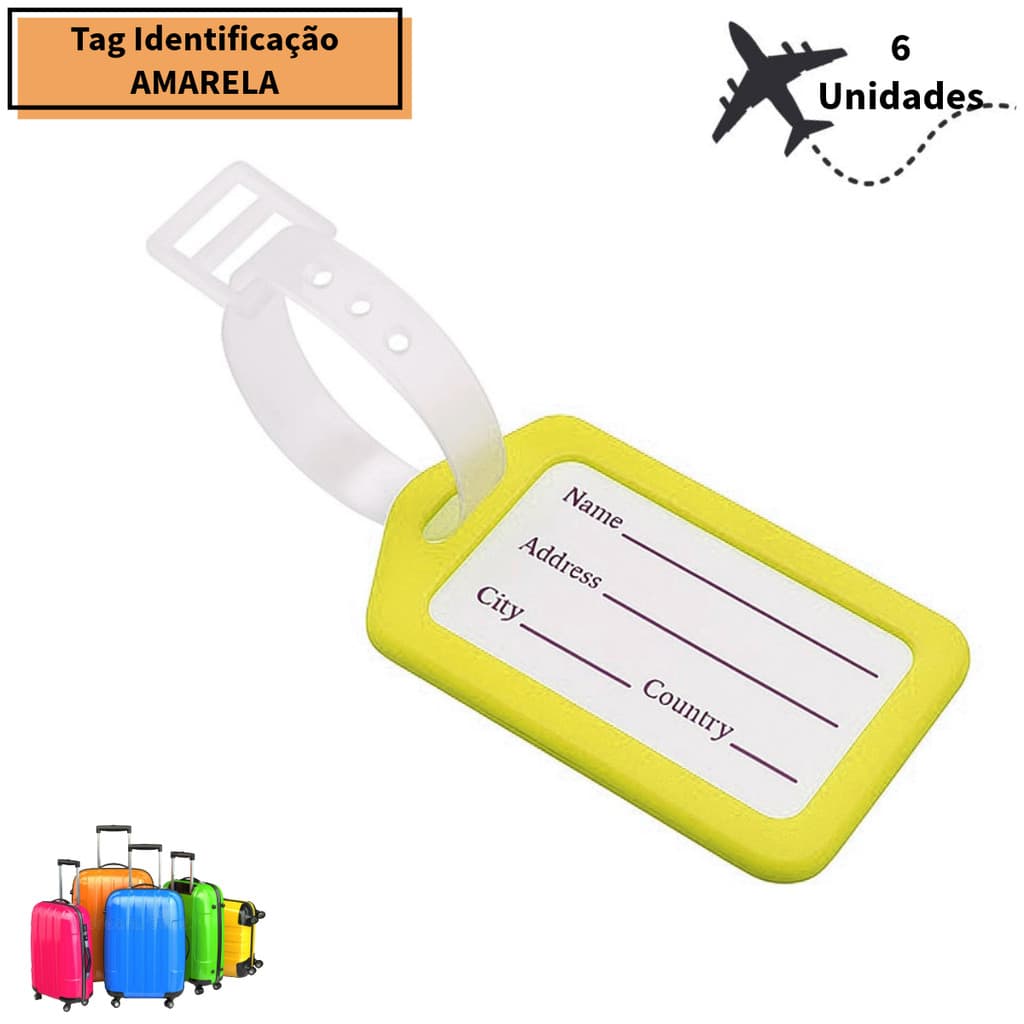 6 Etiquetas Tag de Identificação Mala Bagagem Viagem - Travel Luggage Tag