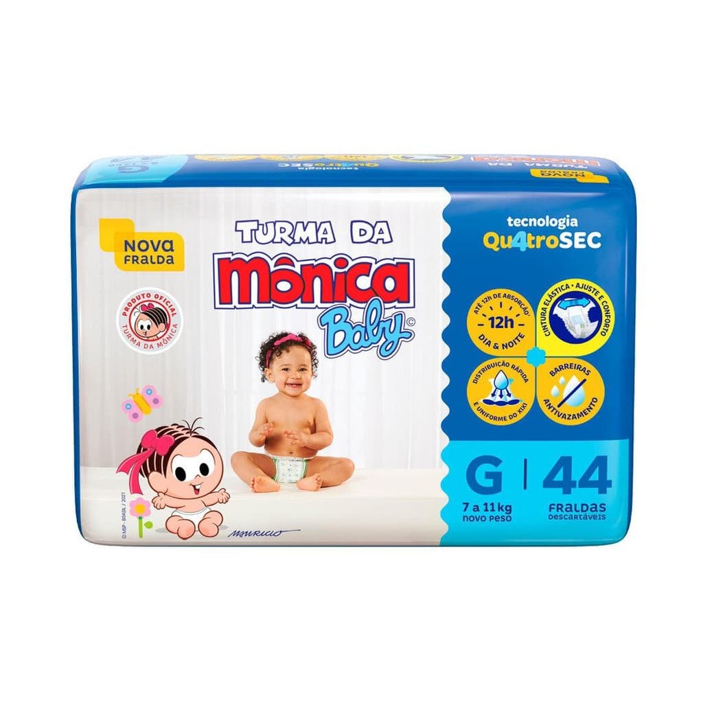 Fralda Turma da Mônica Baby Mega G com 44un
