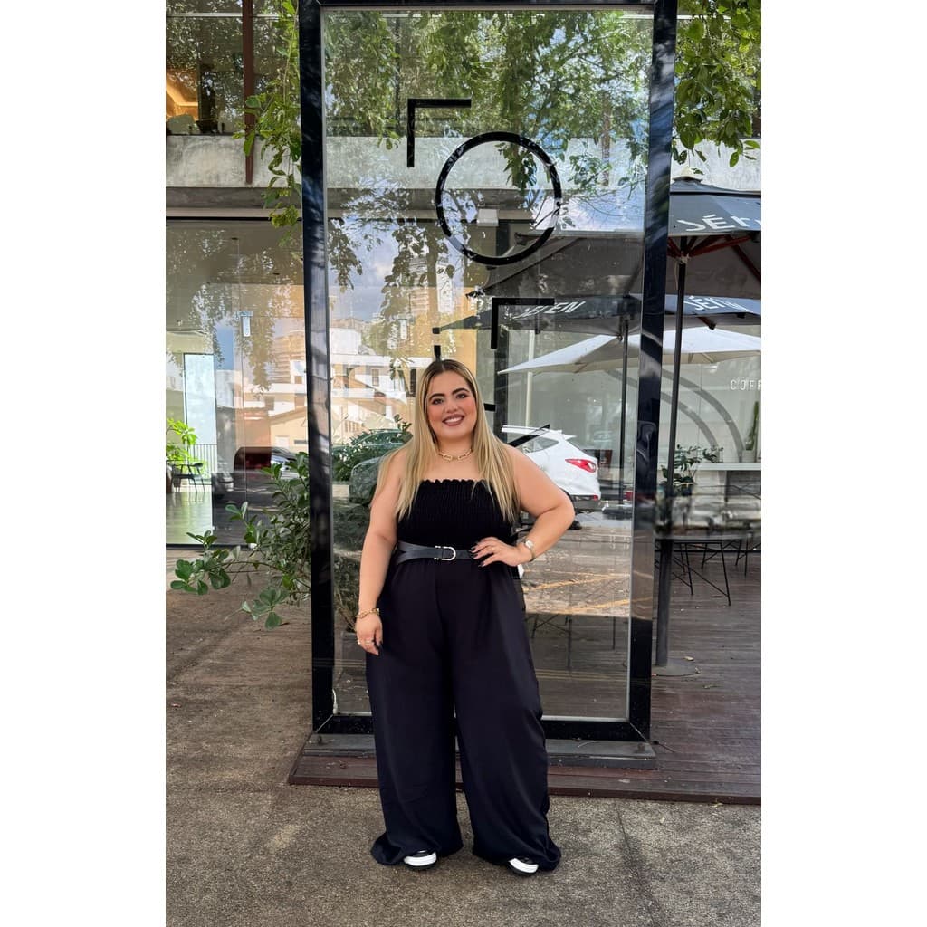 Macacão Longo Plus Size Feminino Busto em Lastex Grande e Fluído Vestindo com Conforto até o Tamanho 60!