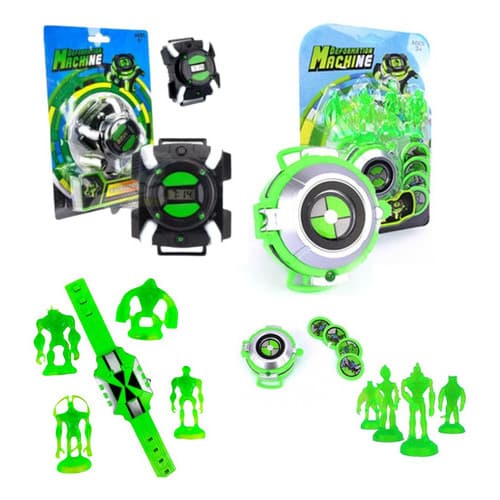 Kit 3 Relógios Ben10 Ominitrix Ominiverse  Lançador Disco Luz E Som