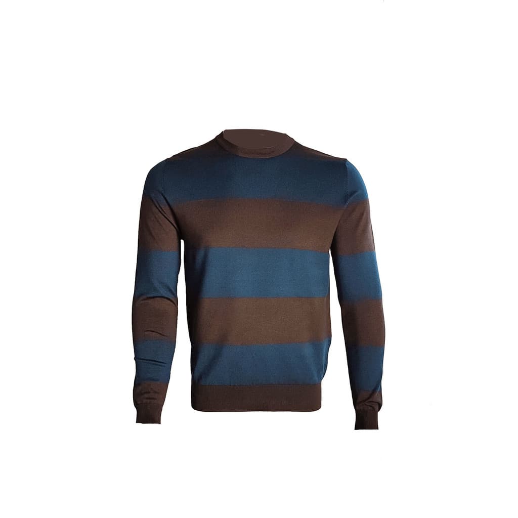 Suéter Masculino Menzo Listrado Azul E Marrom