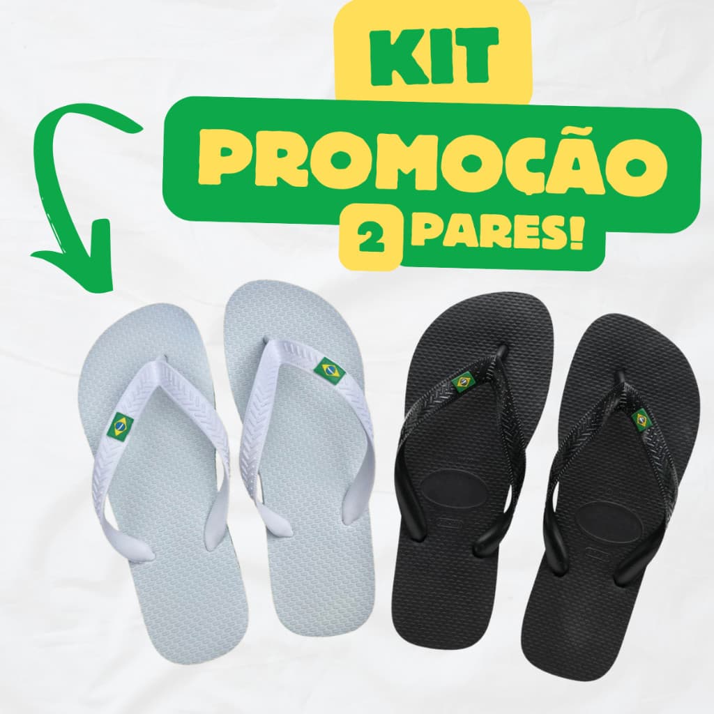 2 Pares Chinelo de Dedo Unissex Adulto e Infantil com Bandeirinha Brasil – Leve e Confortável