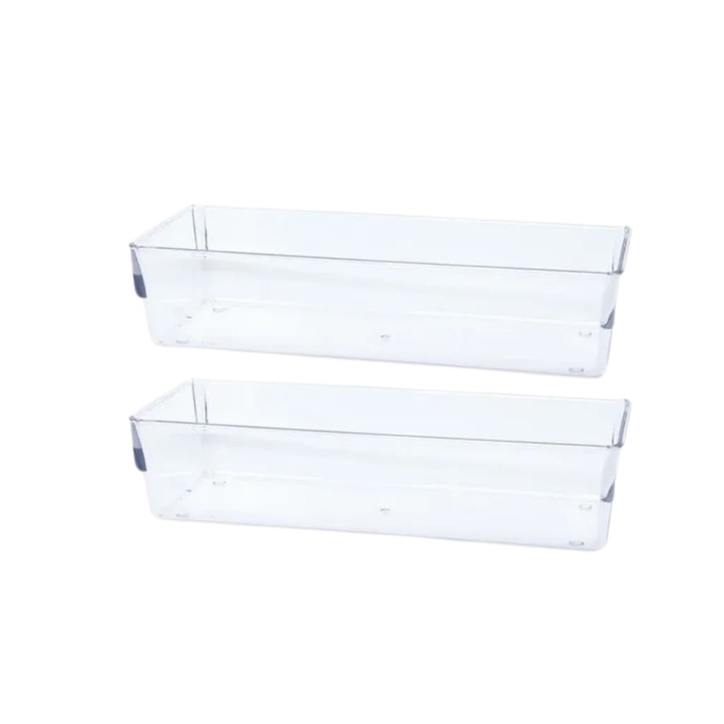 Kit 2 Organizadores Acrílico Cristal Modular Gaveta Cozinha Talher Utensílios M