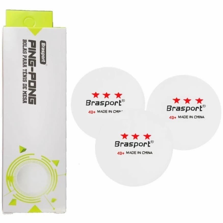 Kit 3, 6, 9 ou 12 Bolinhas de Ping Pong Tenis de Mesa Brasport 3 Estrelas Profissional Alto impacto