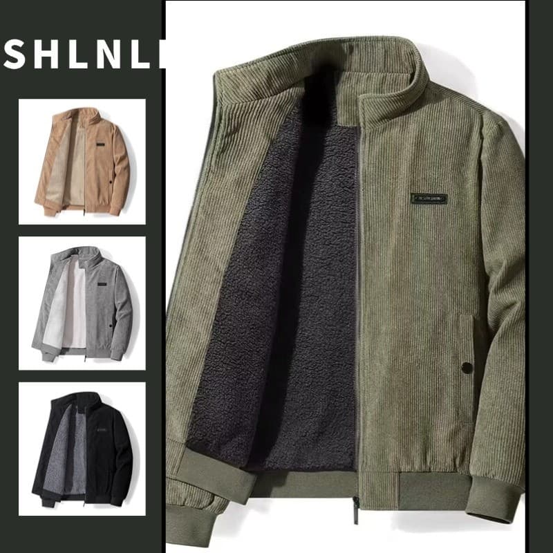Casaco Quente De Lã De Cordeiro Outono E Inverno Para Homens Jaqueta Americana De Cor Sólida Com Zíper Grosso