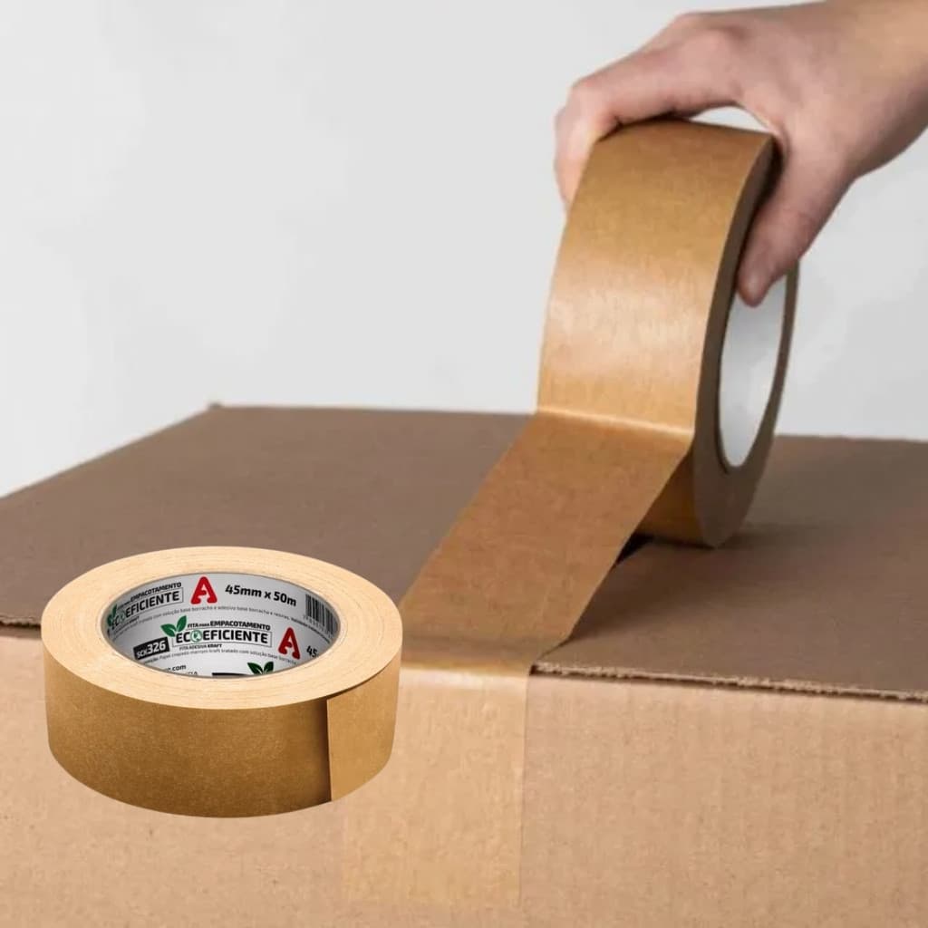 Fita Kraft Adesiva Crepado 45mm x 50m Papel Marrom Puro 1 Rolo Adere