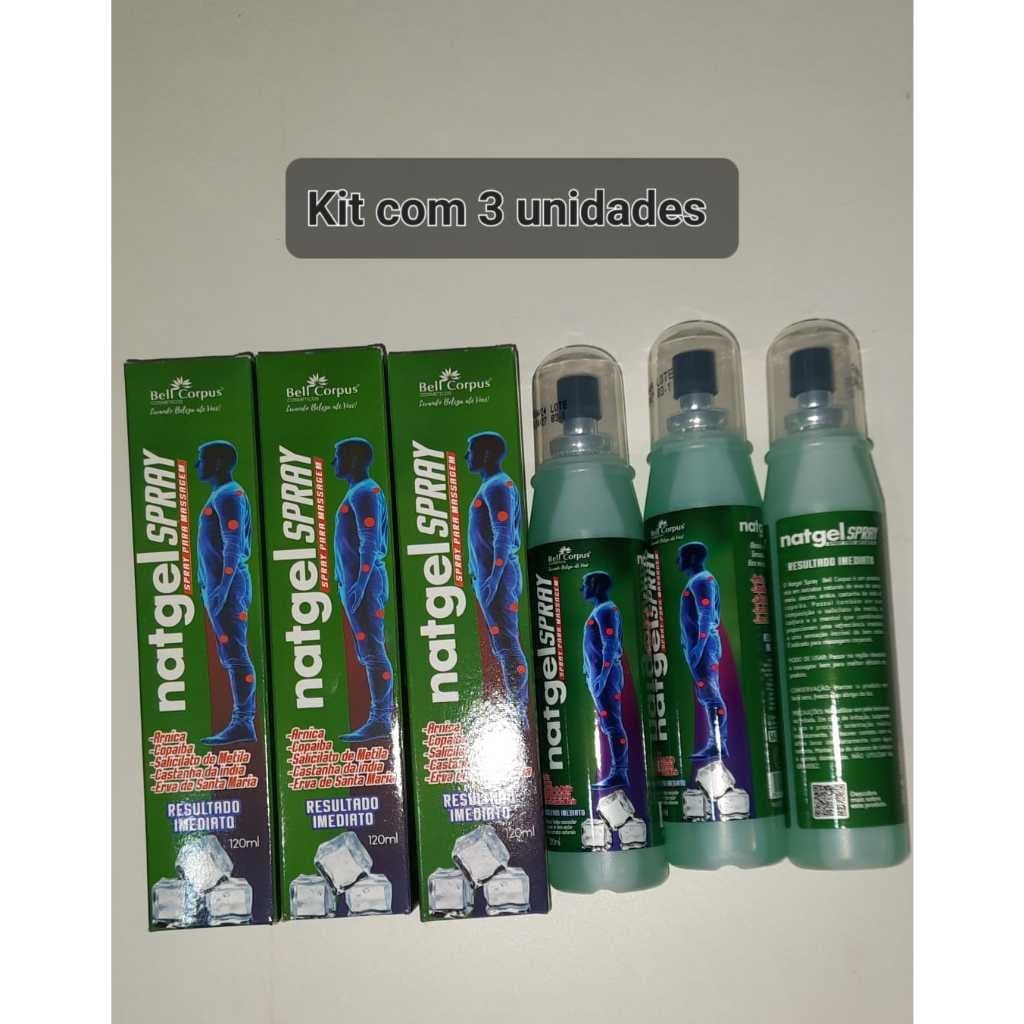 Kit 3 - Gel Massageador Natgel 120g Spray - Bell Corpus - ORIGINAL