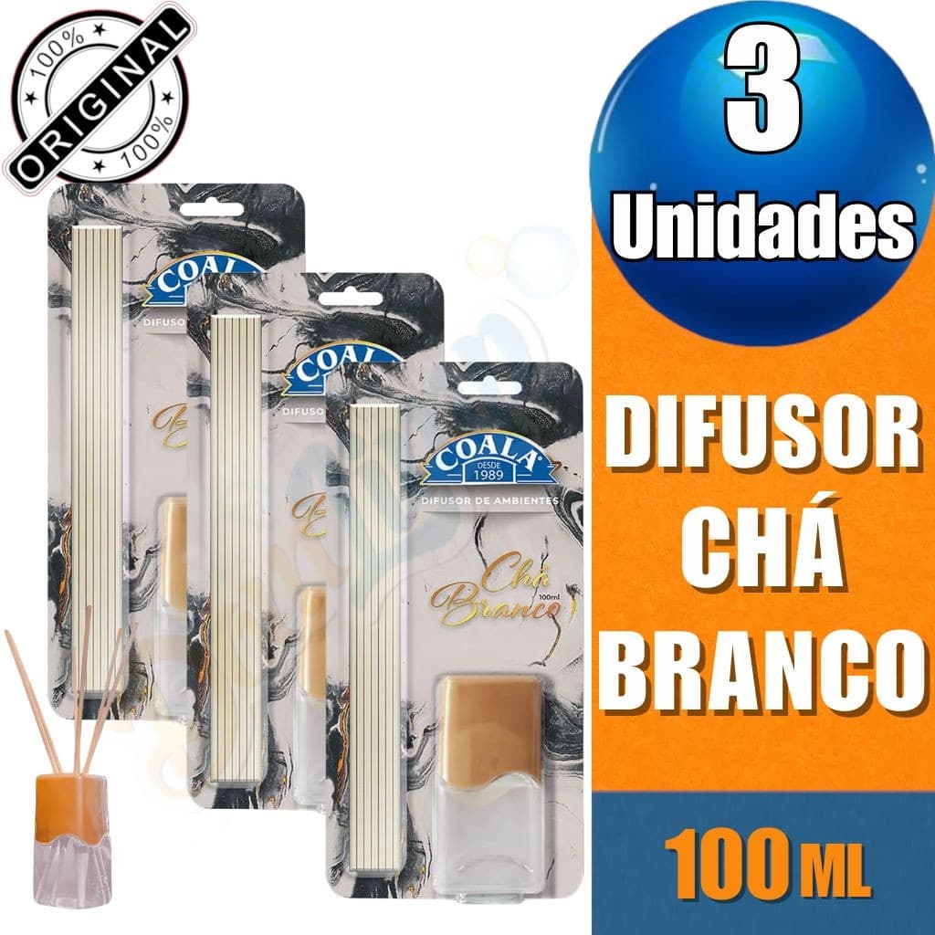 Kit 3 Difusor de Aromas Chá Branco 100ml - Coala