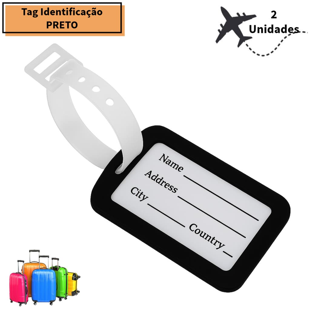 2 Etiquetas Tag de Identificação Mala Bagagem Viagem - Travel Luggage Tag