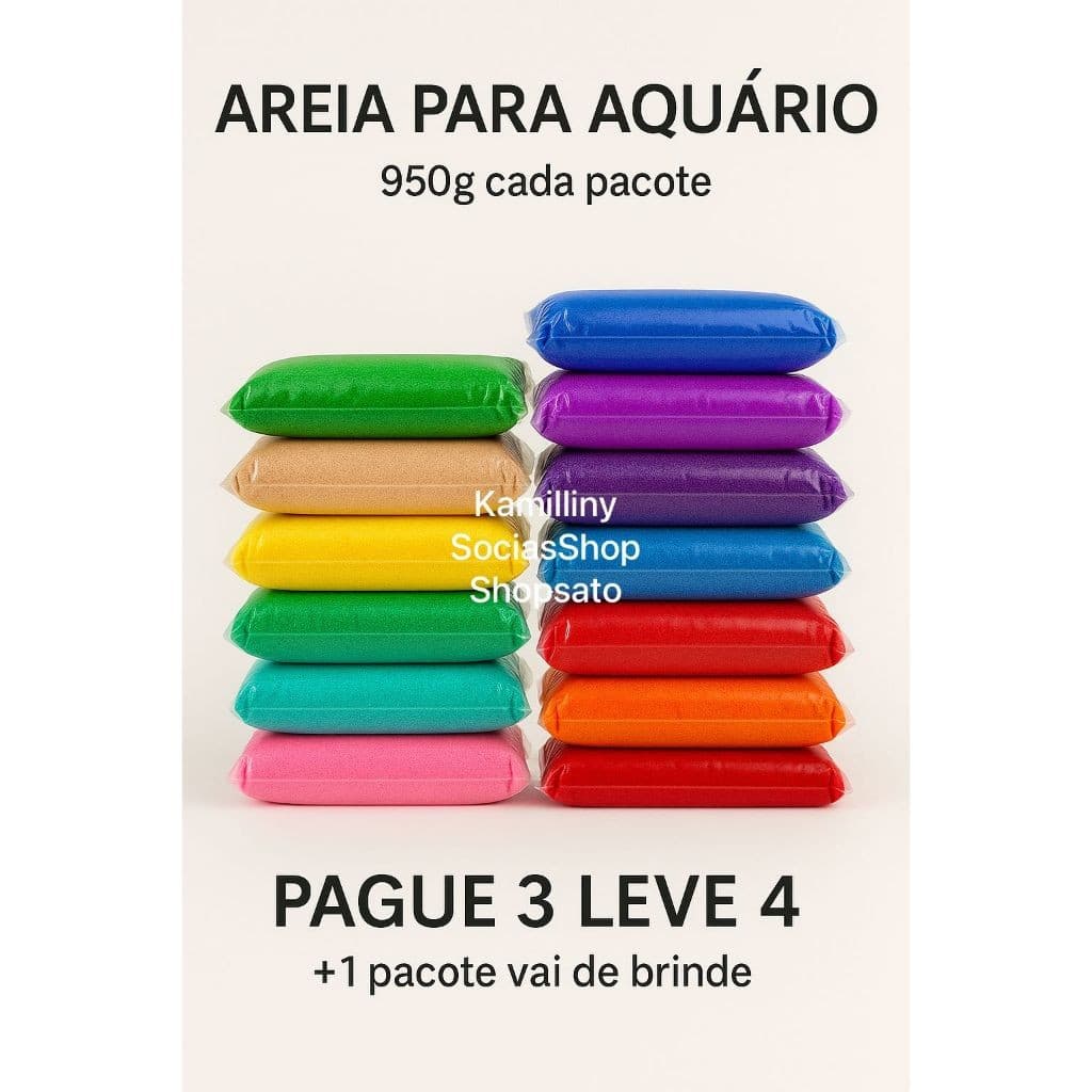 Kit 4 Pacote De 950g Areia De Aquário Colorida Artesanato Decoração Enfeite Aquário