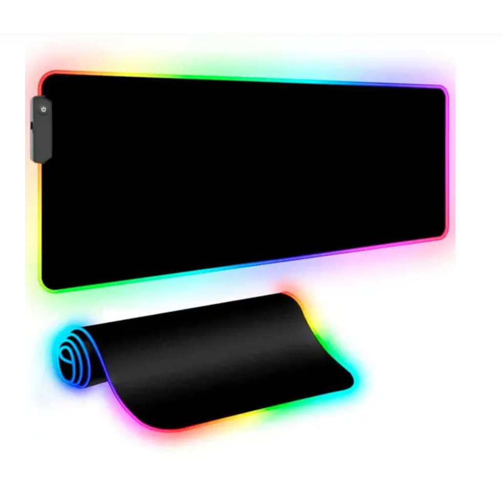 Mouse Pad Gamer Grande 80x30cm Preto com LED RGB 7 Cores, Superfície Speed, Base Antiderrapante e Borda Costurada
