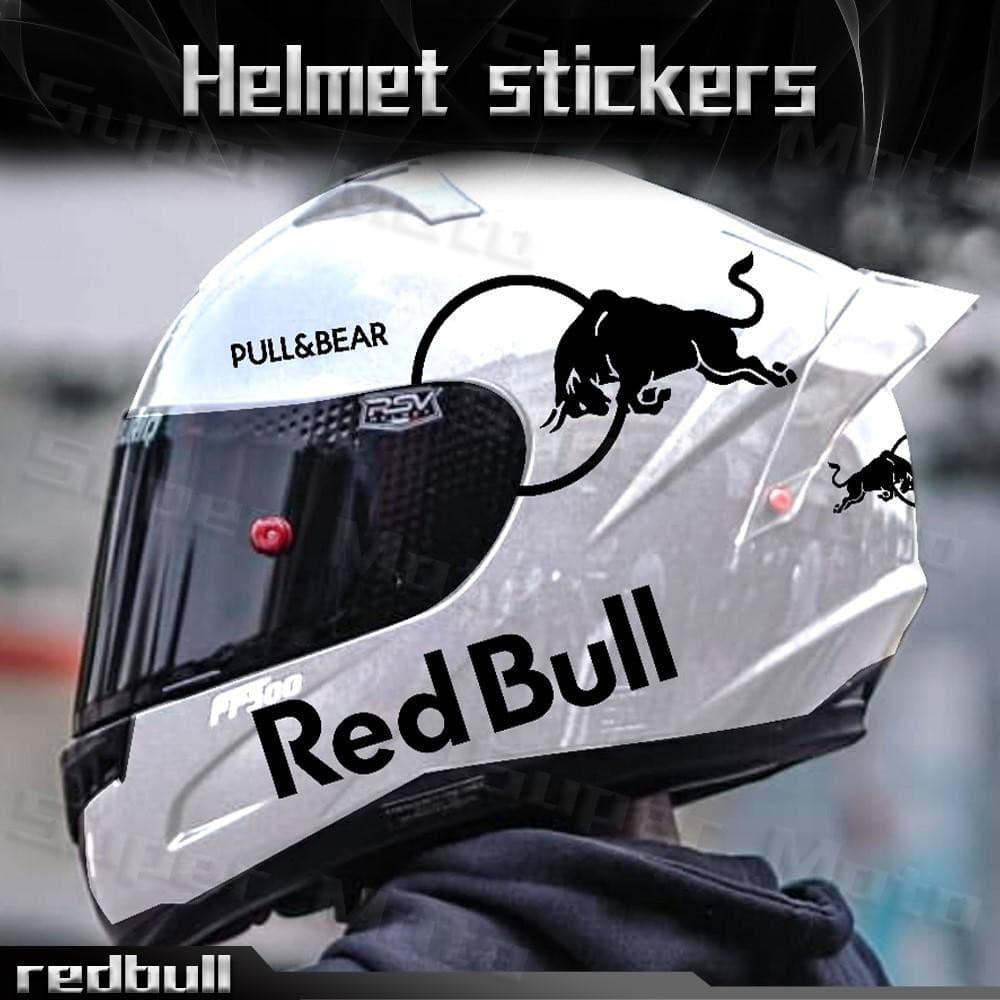 Capacete De Motocicleta Red Bull Patrocinador Logotipo Adesivos Modificação Viseira Kit Pára-Brisa Lente De Vidro Adesiv
