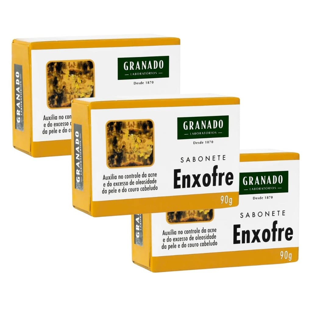 Kit 3 Sabonetes Granado Enxofre 90g Antioleosidade Antiacne Pele Oleosa Espinhas Limpeza Profunda