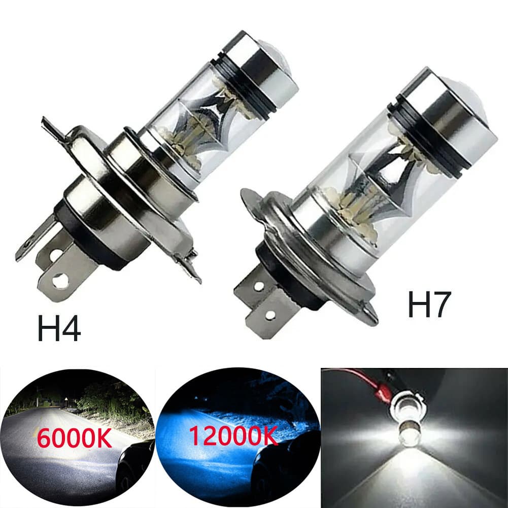 2 Pcs 100 W H4 H7 Super Brilhante 20Smd Led Carro Lâmpada De Nevoeiro Para Condução Diurna