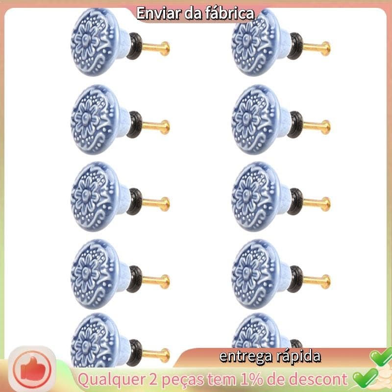 10 Pçs Puxadores De Armário De Cerâmica Gavetas Do Vintage Alças Para Cozinha Gaveta Estante Móveis Porta (Com Parafusos