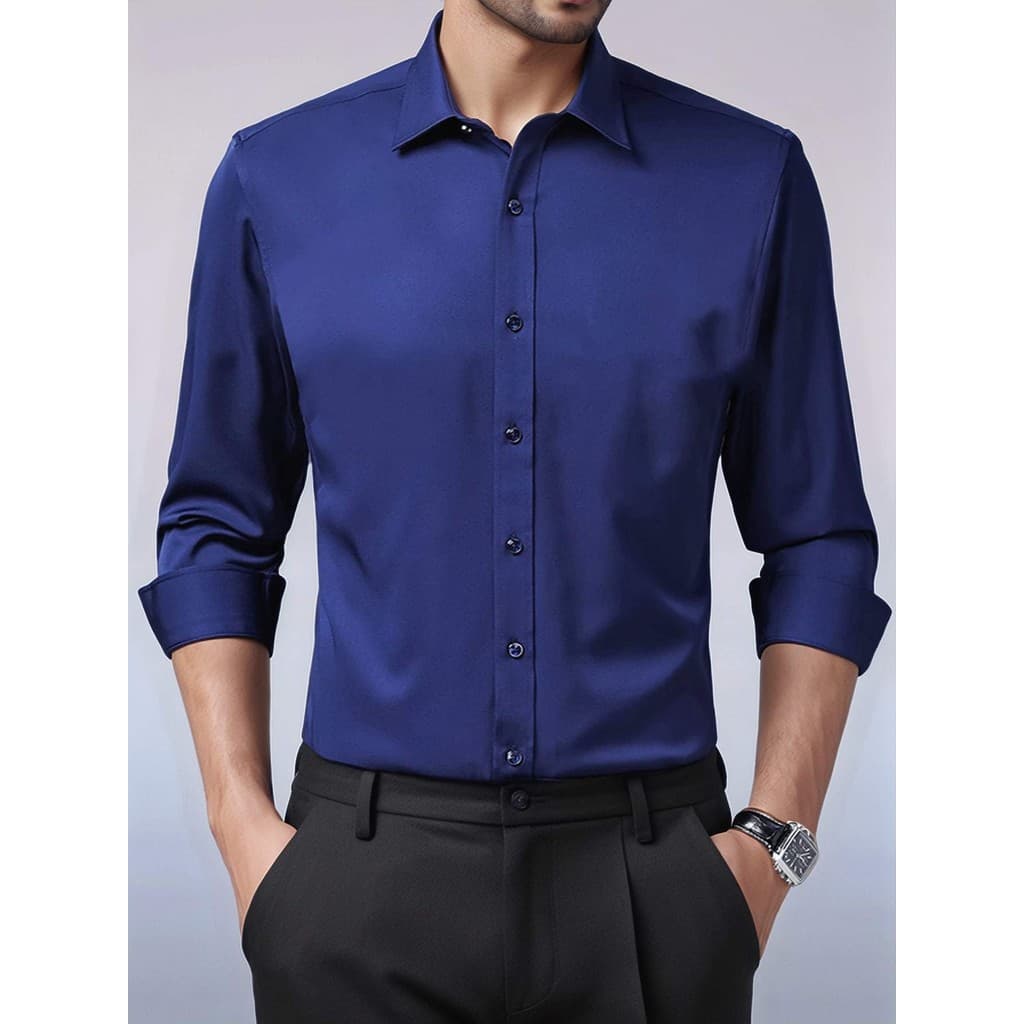 Camisa masculina casual de negócios de manga longa de alta qualidade, feita de 100%microfibras ultra finas .Slim Fit.