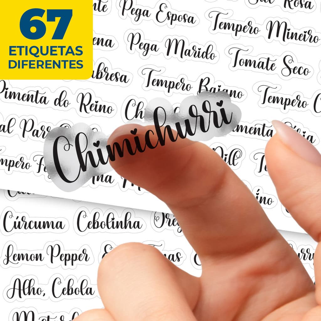 67 Etiquetas Adesivas Para Temperos - Vinil À Prova D'Água Adesivo Para Tempero Potes de Mantimentos