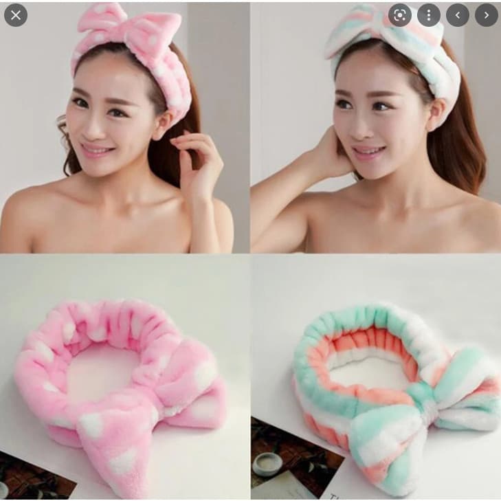 ANA1108 KIT 4 unidades Faixa Laço Maquiagem Makeup Toalha Tiara Cabelo Rosto Limpo