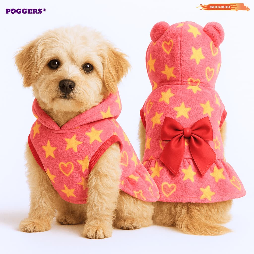 Roupa Pet Roupinha Vestido Inverno Frio Soft Cachorro e Gato Inverno Diversas Estampas Sortidas
