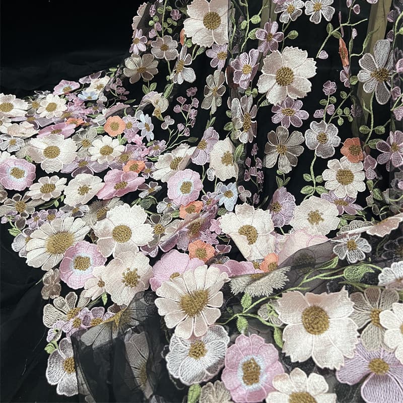 1 tamanho flor tridimensional gaze renda tecido bordado vestido bordado vestido de noite tecido