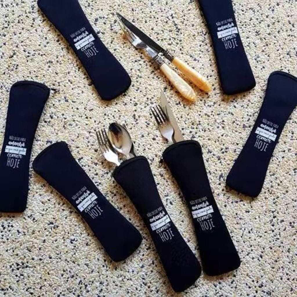 Estojo Porta Talher Para Canetas Escova De dente Neoprene Com Zíper Portátil