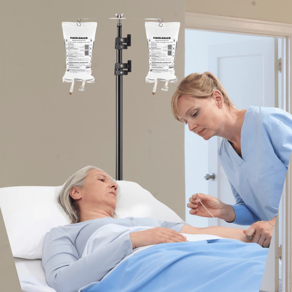 Pedestal Suporte P/ Soro Fisiológico Sonda 1,80m até 2kg Tripé Soro Portátil Ajustável NF