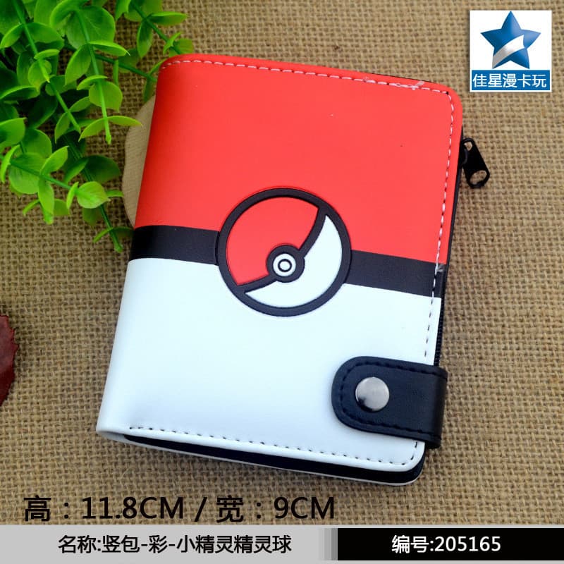 Anime Pokemon Pikachu Curto Masculino Carteira Bolso Monstro Poke Bola Titular Do Cartão Bolsa
