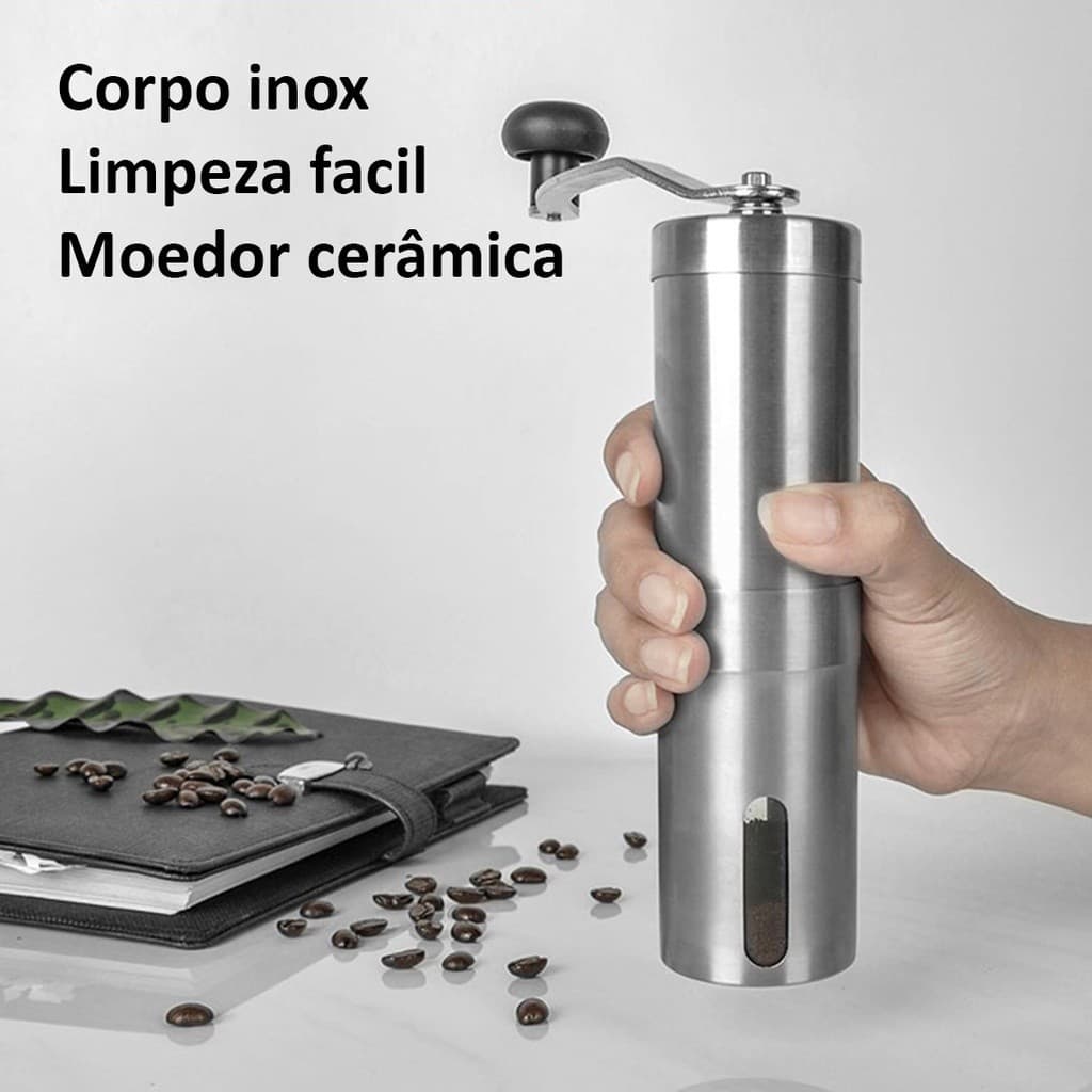 Moedor de Café Manual com Ajuste de Moagem Grosso e Fino - Manivela Prática e Portátil