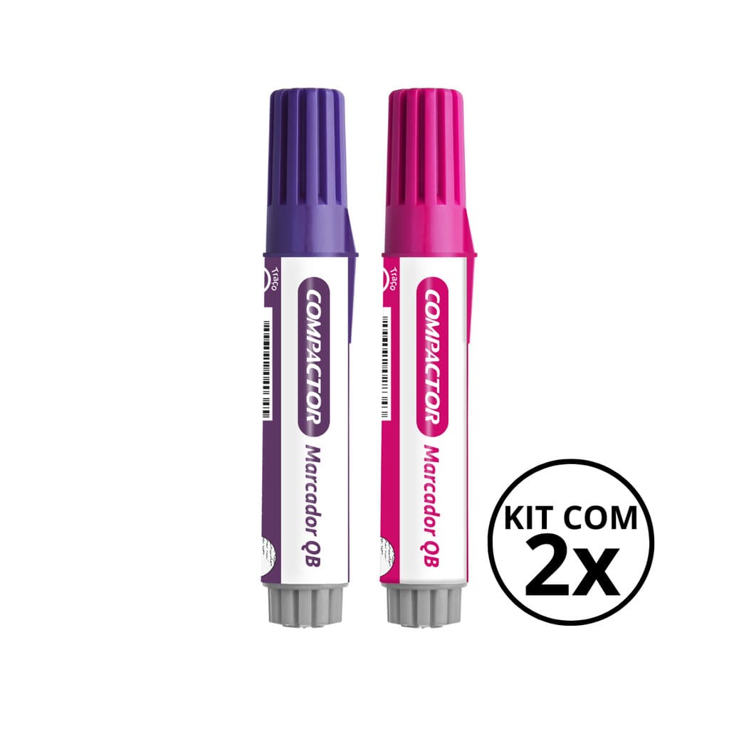 Kit com 2 Marcadores Para Quadro Branco - COMPACTOR COR:VIOLETA+ROSA