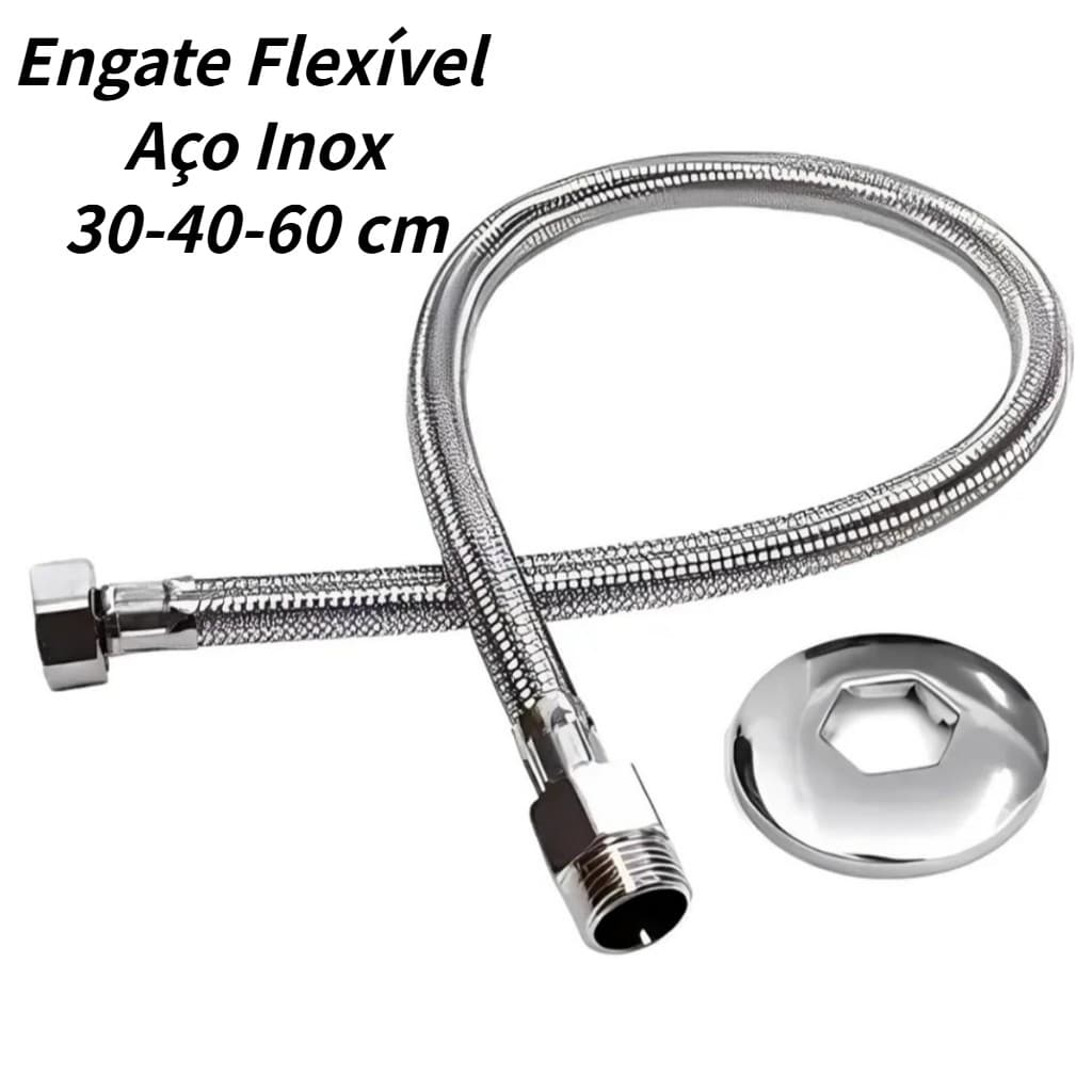 Mangueira Engate Flexível Aço Inox 30cm/40cm/60cm Água Fria e Quente Pias Macho e Femea