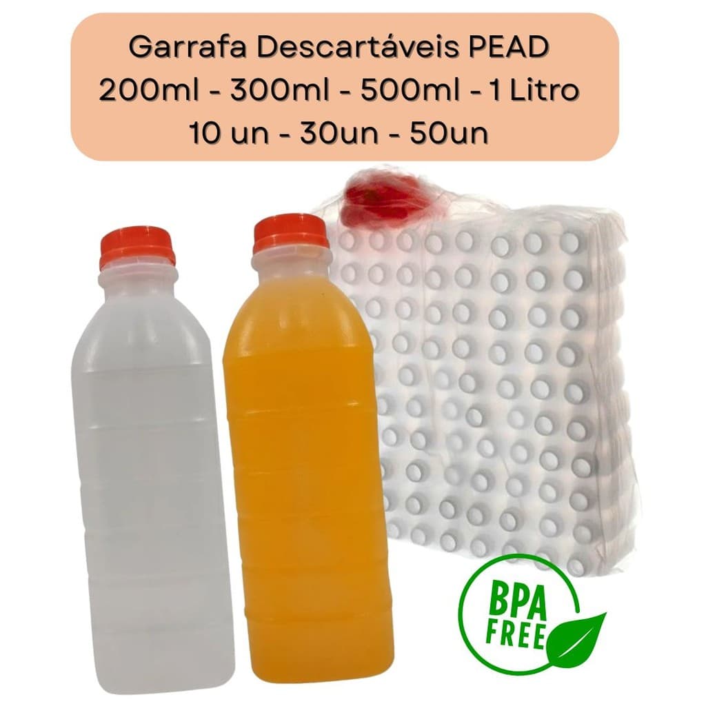 10 und 30 und 50 und Garrafa Plástica Descartável PEAD Para Suco Caldo de Cana 200ml 300ml 500ml 1L