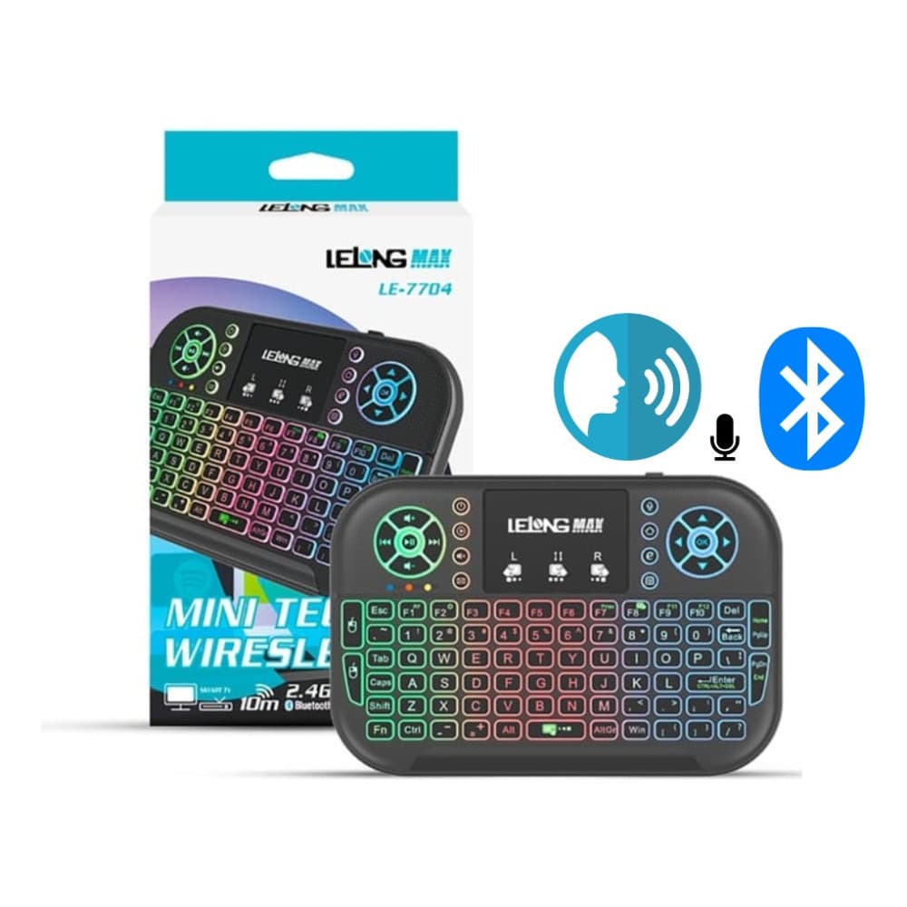 Mini Teclado Led Bluetooth E Comando Inteligente De Voz