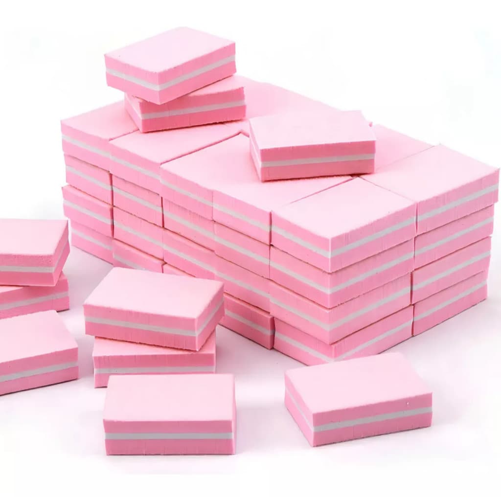 kit 25 Lixa Blocos Esponja Laváveis 100/180 Alta Plástico Lixas Unha Polimento Dupla Face Colorida 3,5cm X 2,5cm X1,2 cm