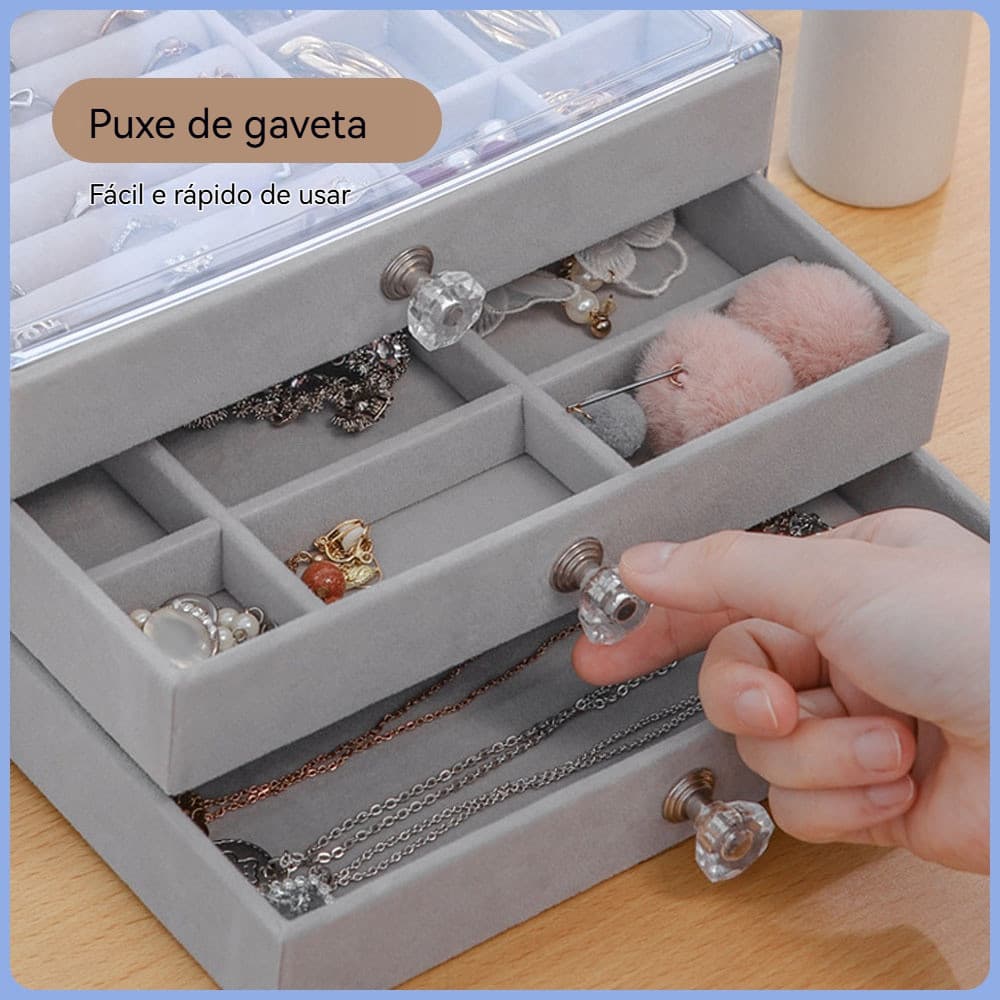 Caixa/Estojo De Armazenamento De Jóias/Joias/Colares/Anéis/Flanela De Três Camadas/3