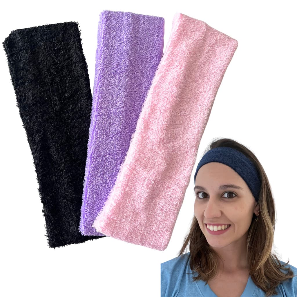 Kit 3 unds Faixa Cabelo Maquiagem Banho Limpeza Pele Skincare * Macia e Atoalhada